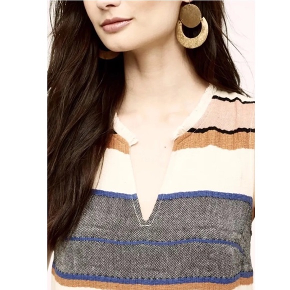 Anthropologie Holding Horses Fringed Striped Tunic Dress Sz 10 - Picture 5 of 16